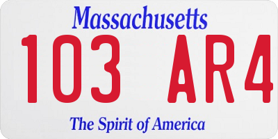 MA license plate 103AR4