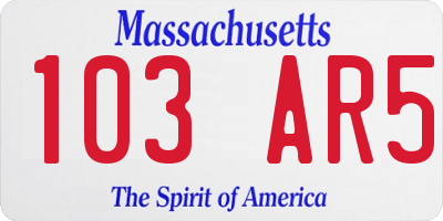 MA license plate 103AR5