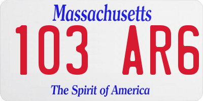 MA license plate 103AR6