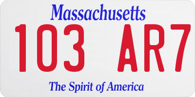 MA license plate 103AR7