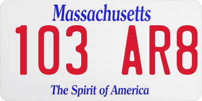 MA license plate 103AR8