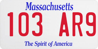 MA license plate 103AR9