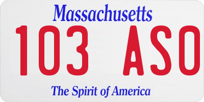 MA license plate 103AS0