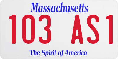 MA license plate 103AS1