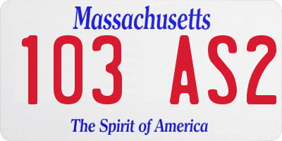 MA license plate 103AS2