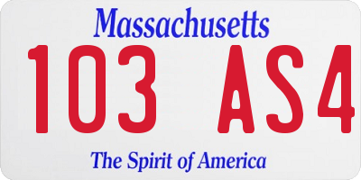 MA license plate 103AS4
