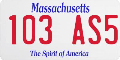 MA license plate 103AS5