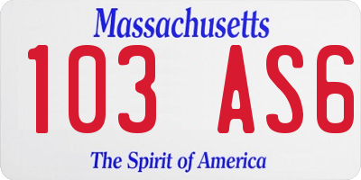 MA license plate 103AS6