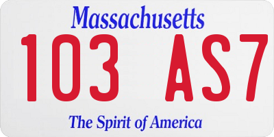 MA license plate 103AS7