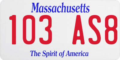 MA license plate 103AS8