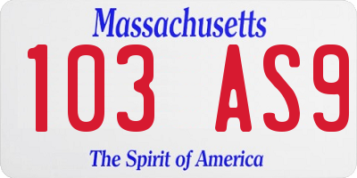 MA license plate 103AS9