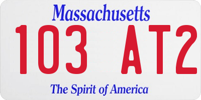 MA license plate 103AT2