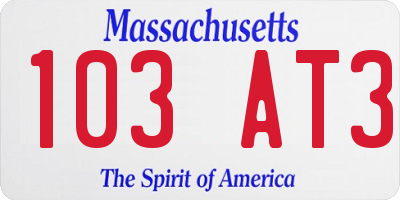 MA license plate 103AT3