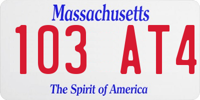 MA license plate 103AT4