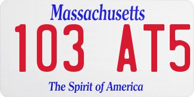 MA license plate 103AT5