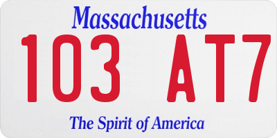 MA license plate 103AT7