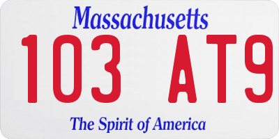 MA license plate 103AT9