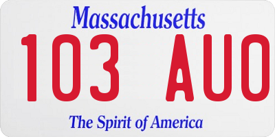 MA license plate 103AU0