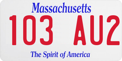 MA license plate 103AU2