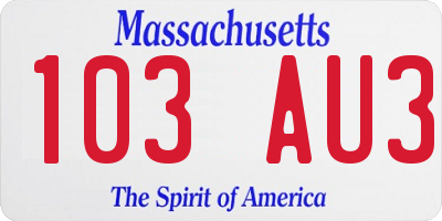 MA license plate 103AU3