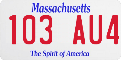 MA license plate 103AU4