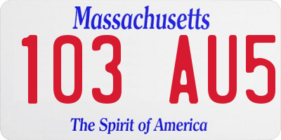 MA license plate 103AU5