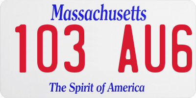MA license plate 103AU6