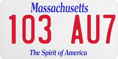 MA license plate 103AU7