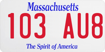 MA license plate 103AU8