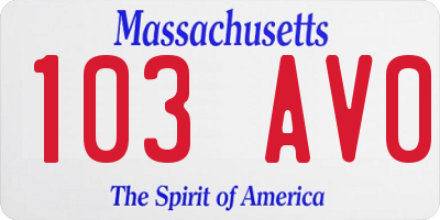 MA license plate 103AV0