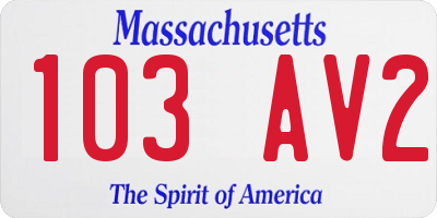 MA license plate 103AV2