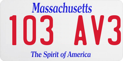 MA license plate 103AV3