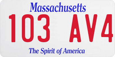 MA license plate 103AV4