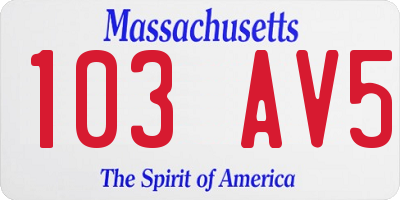 MA license plate 103AV5