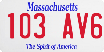 MA license plate 103AV6