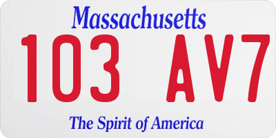 MA license plate 103AV7