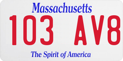 MA license plate 103AV8