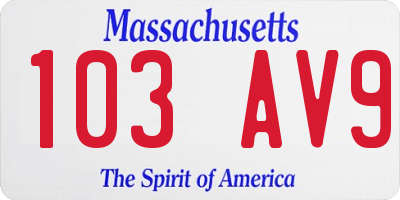 MA license plate 103AV9