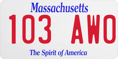 MA license plate 103AW0