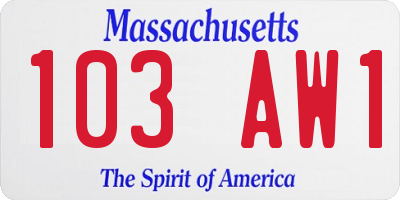 MA license plate 103AW1