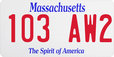 MA license plate 103AW2