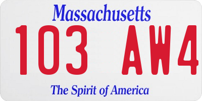 MA license plate 103AW4