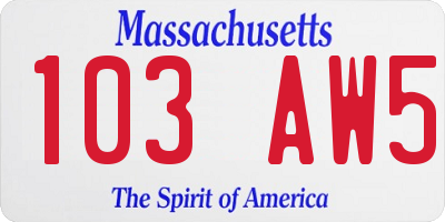 MA license plate 103AW5