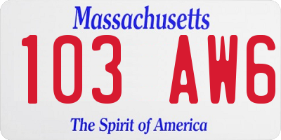 MA license plate 103AW6