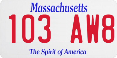 MA license plate 103AW8
