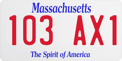 MA license plate 103AX1