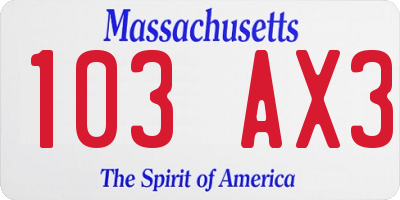 MA license plate 103AX3