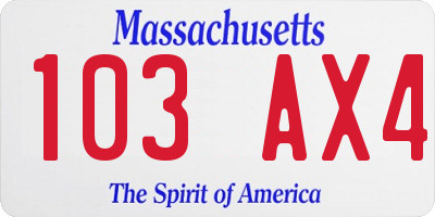 MA license plate 103AX4