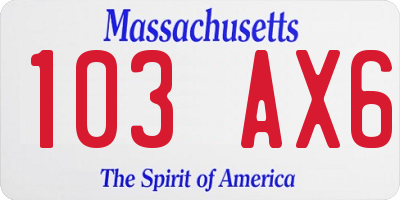 MA license plate 103AX6