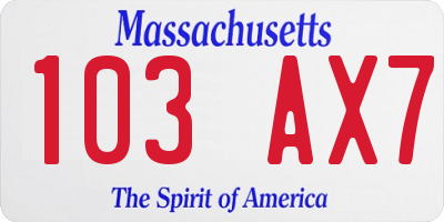 MA license plate 103AX7